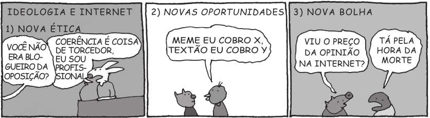 Quadrinhos sobre ideologia e internet