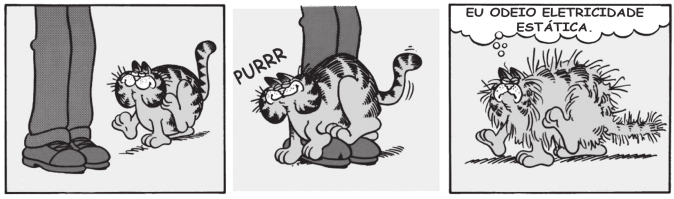 Tirinha do garfield sobre eletrização