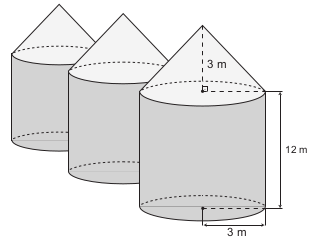 Imagem de silos para armazenamento e secagem da produção de grãos, no formato de um cilindro reto, sobreposto por um cone