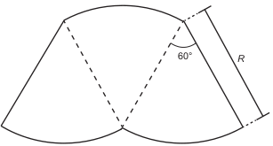 A figura representa a vista superior dessa piscina, que é formada por três setores circulares idênticos, com ângulo central igual a 60°