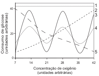 Gráfico do consumo de glicose pela concentração de oxigênio