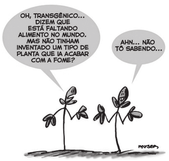 Na charge faz-se referência a uma modificação produtiva ocorrida na agricultura