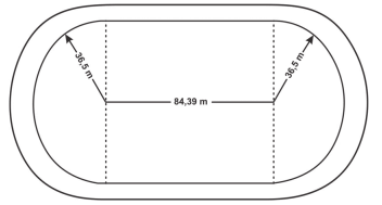 A figura ilustra uma pista de atletismo