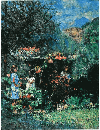 Obra Três meninas no jardim