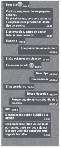 Imagem de uma conversa do whatsapp
