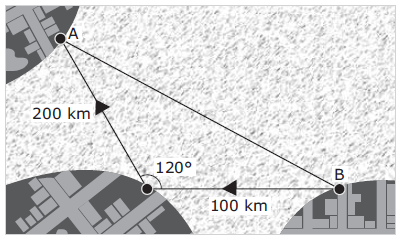 A figura a seguir mostra uma rota de travessia entre as cidades A e B.