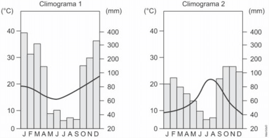 imagem com 2 climogramas