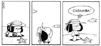 tira da mafalda observando o invertebrado