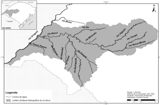 figura com as bacias hidrográficas do Estado do Rio Grande do Sul.