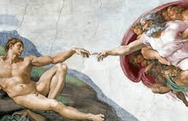 A pintura do teto da Capela Sistina, obra do mestre Michelangelo Buonarroti