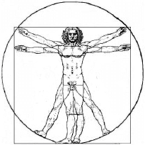 A imagem a seguir, conhecida como “Homem Vitruviano” (1492)