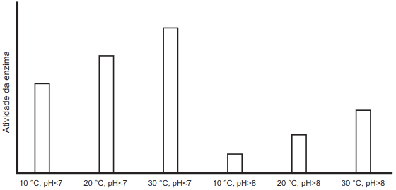 gráfico com os resultados da atividade de uma determinada enzima