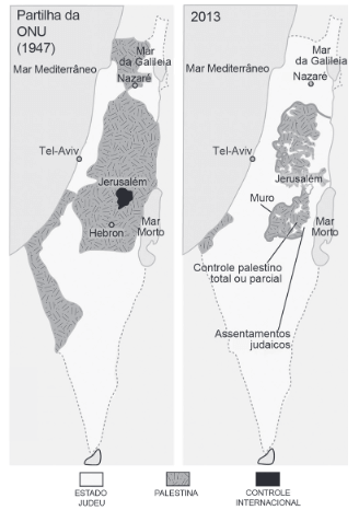 As imagens representam fases de um conflito geopolítico