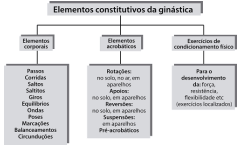 gráfico com os elementos constitutivos da ginástica