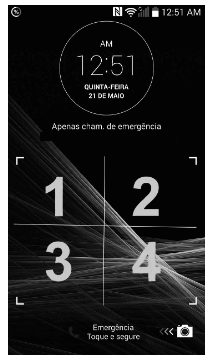 imagem de Um modelo de telefone celular oferece a opção de desbloquear a tela usando um padrão de toques como senha.