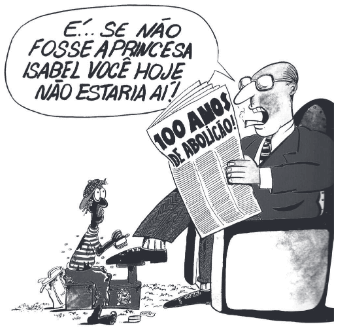 A imagem esta relacionada a situação social dos negros no Brasil após a abolição da escravidão