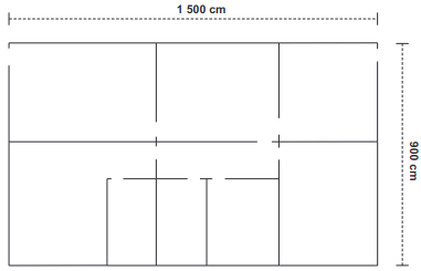 Na figura, estão indicadas as medidas reais da largura e do comprimento de uma casa.