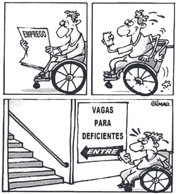 O cartum evidencia um desafio que o tema da inclusão social impõe às democracias contemporâneas