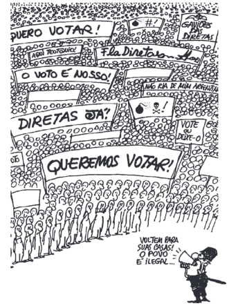 A imagem faz referência a uma intensa mobilização popular