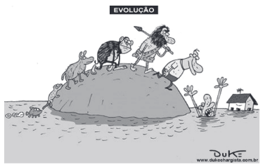 A ilustração mostra, de forma bem-humorada, uma consequência desses impactos.