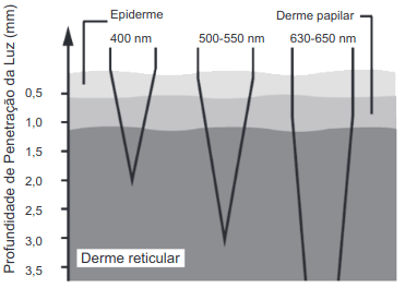 figura das intervenções cutâneas são limitadas pela penetração da luz visível