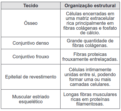 quadro com os tecidos animais