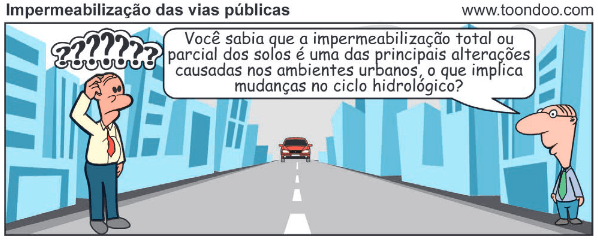 tirinha sobre mpermeabilização das vias públicas